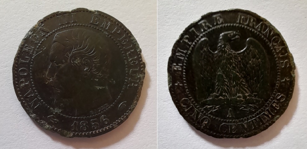 5 centimes Napoléon III 1856 at Paris.jpg